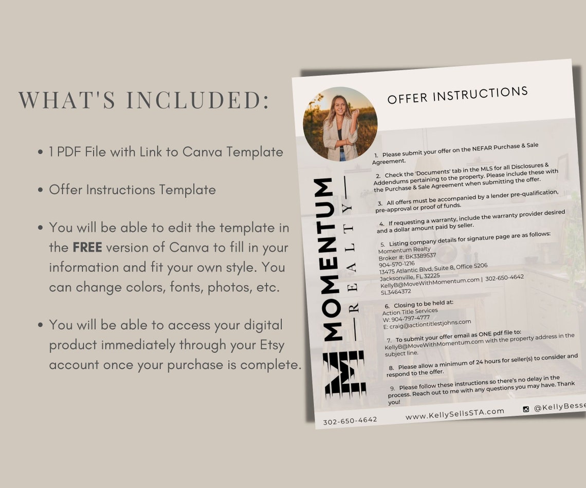 Offer Instructions Template Real Estate Agent Template Canva Offer Instructions Template Real Estate Agent Template Canva
