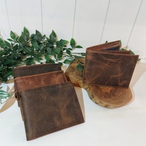 Cartera plegable de cuero personalizada para hombre - Hecha a mano con cuidado, minimalista y elegante