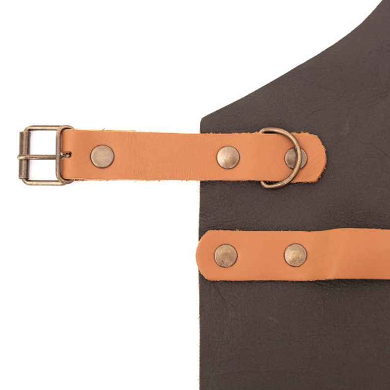 Brown Leather Apron Buckle Detail