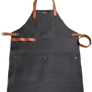 Modusso Personalized Leather Apron for Men & Women Handcrafted / Customizable Perfect for BBQ, Woodworking, Barista and Chefs Vintage image 9