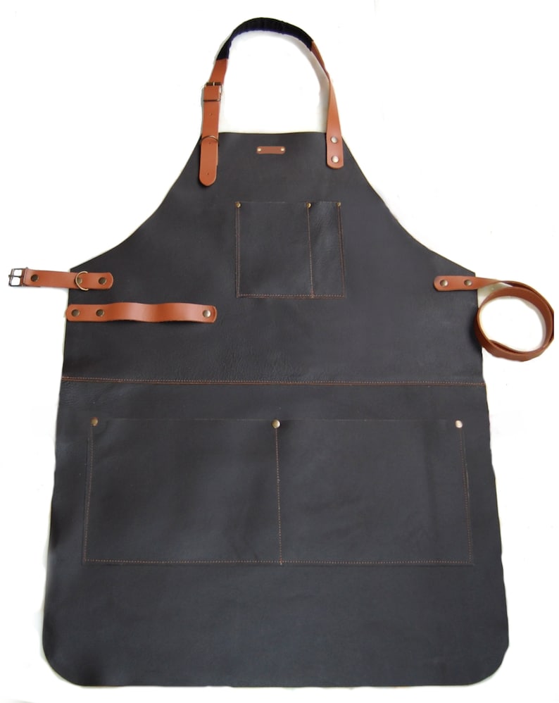 Modusso Personalized Leather Apron for Men & Women Handcrafted / Customizable Perfect for BBQ, Woodworking, Barista and Chefs Vintage image 9