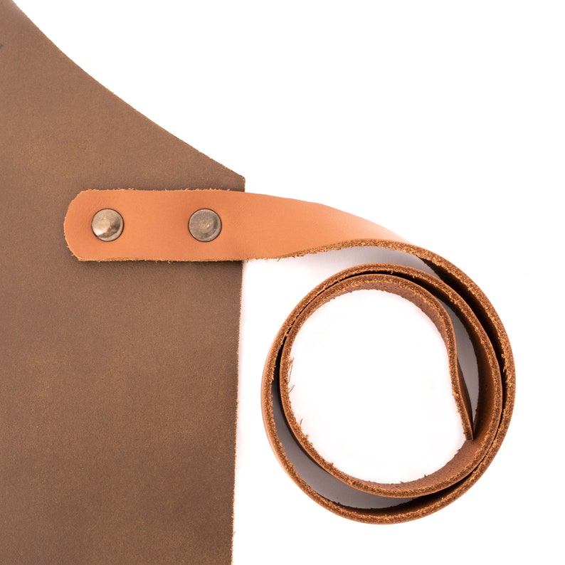 Brown LEather Apron Buckle detail right side