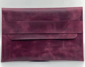 Burgundy Leather Laptop Case, Leather Gifts , Leather Laptop Sleeve, Macbook Leather Case,  Leather Macbook Case, Personalized Gifts
