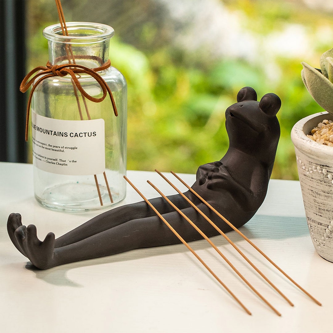 Purple Clay Incense Burner Funny Frog Incense Burner Etsy