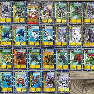Carte Digimon vintage anni '90, originali europee, LOTTO di 33! Bandai, Battle Series, Digi Battle