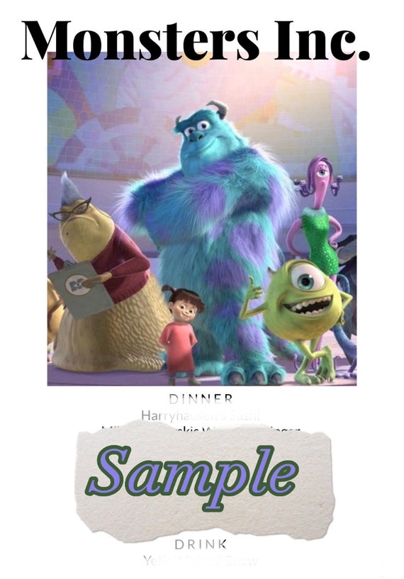 Monsters Inc. Theme Dinner & a Movie - Etsy