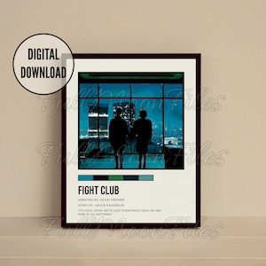 Póster de película minimalista Fight Club End Scene, descarga digital, arte de pared imprimible, impresión de película png, regalo para amantes del cine, solo para uso personal