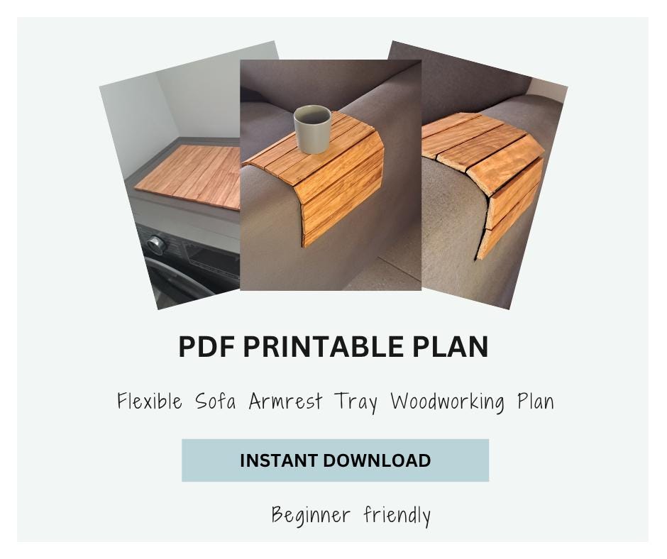 Flexible Sofa Armrest Tray Table Woodworking Plan | Easy DIY 10-slat ...