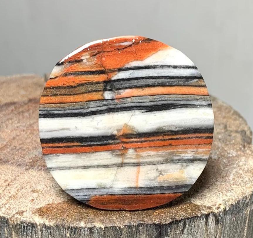 74.65 Cts Zebra Jasper Slab Loos Cabochon Round Shape Gemstone