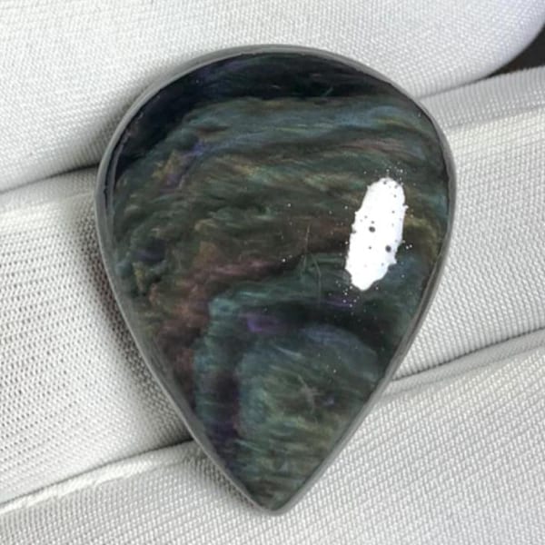 27,40 cts fluwelen obsidiaan topkwaliteit peervorm losse cabochon fluwelen obsidiaan edelsteen maken voor sieraden cadeau voor haar Grootte (29 x 23 x 6)