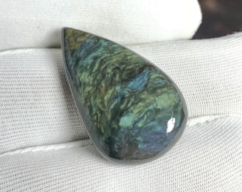 21.5 Cts Velvet Obsidian Top Quality Pear Shape Loose Cabochon Velvet Obsidian Gemstone Making For Jewellery gift for her Size (31x18x6)