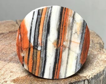 74.65 Cts Zebra Jasper Slab Loos Cabochon Round Shape Gemstone