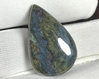 25.25 Cts Velvet Obsidian Top Quality Pear Shape Loose Cabochon Velvet Obsidian Gemstone Making For Jewellery gift for her Size (31x20x6)