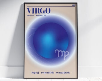 VIERGE Star Sign Téléchargement instantané Print- Zodiac Art Printable- Spiritual Wall Art- Aura Gradient Poster- Virgo Gift- Star Sign Decor