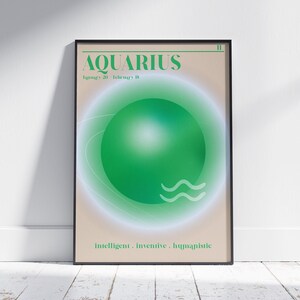 AQUARIUS Star Sign Instant Download Print- Zodiac Art Printable- Spiritual Wall Art- Aura Gradient Poster- Aquarius Gift- Star Sign Decor