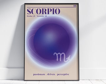 Skorpion Sternzeichen Kunstdruck: Aura Variant Sternzeichen Poster (Digitaler Download)