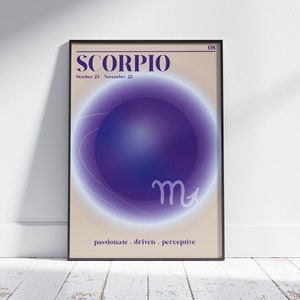 SCHORPIOEN Sterrenbeeld Instant Download Print - Zodiac Art Printable - Spirituele Wall Art - Aura Gradiënt Poster - Schorpioen Gift - Star Sign Decor