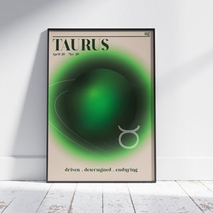 TAURUS Star Sign Instant Download Print- Zodiac Art Printable- Spiritual Wall Art- Aura Gradient Poster- Taurus Gift- Star Sign Decor