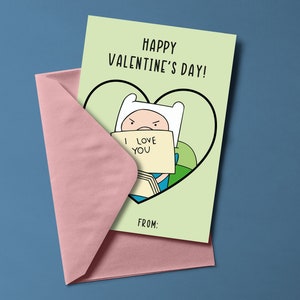 Finn en Jack Valentijnsdagkaart- Cartoon Valentijnsdagkaart- Avontuur Tijd Valentijnsdagkaart- Finn en Prinses Bubblegum