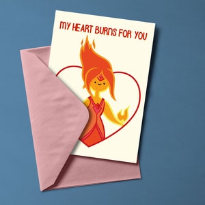 Vlam prinses Valentijnsdag kaart-cartoon Valentijnsdag kaart-Finn Flame prinses-avontuur tijd kaart-afdrukbare Valentijnsdag kaart