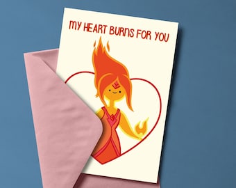 Flame Princess Valentine's Day Card: Adventure Time Cartoon (Digital Download)