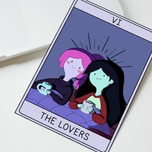 Adventure Time Card- Marceline en Princess Bubblegum Lovers Tarot Card- Afdrukbare Valentijnsdagkaart