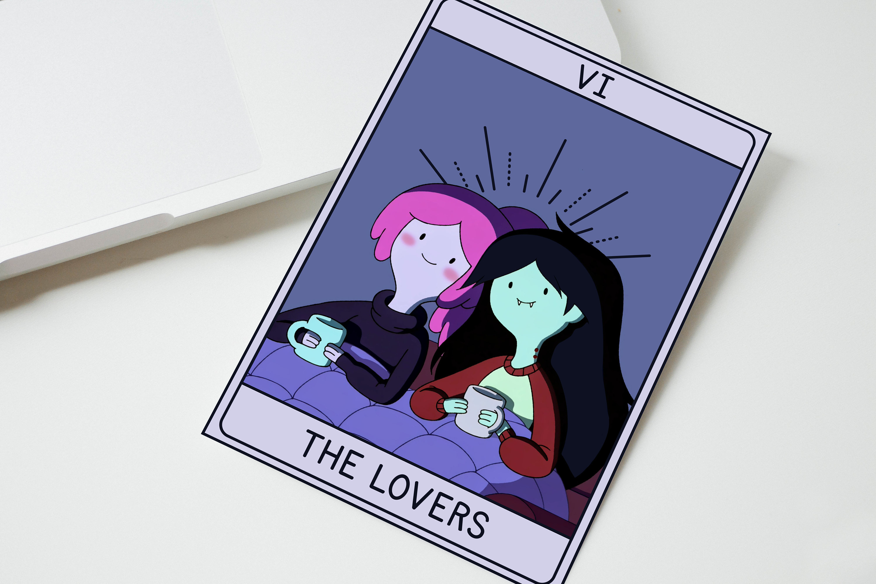 Adventure Time Card Marceline and Princess Bubblegum Lovers Tarot Card