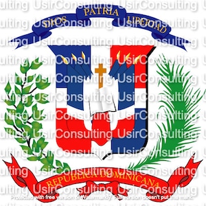 Coat of Arms of the Dominican Republic (Escudo de la República Dominicana) SVG/JPG/PNG. Clip Art, Digital Stencil for Shirts, Projects, Etc.