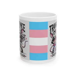 Transgender Mice 2025 World Tour muh Prezent dla zwolenników LGBTQ+, Kolorowa grafika, Rozmiar 11 uncji i 15 uncji, Idealny na uroczystości, Naczynia do picia