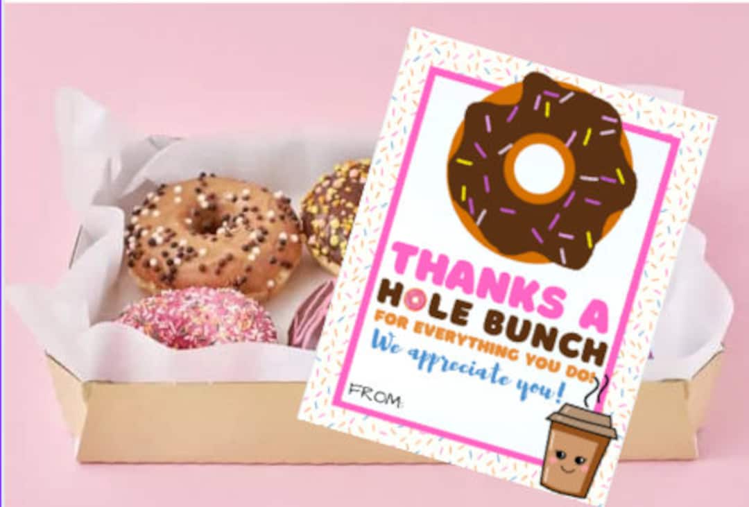 Thanks a Hole Bunch-appreciation Doughnut Donut Gift Tag Gift Card ...
