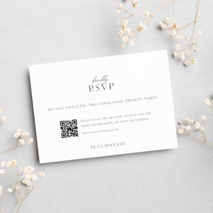 Minimalist QR Code RSVP Card Template, Editable Modern Wedding Rsvp Card with qr code, Printable Simple Rsvp Card, DIY Rsvp Card Insert