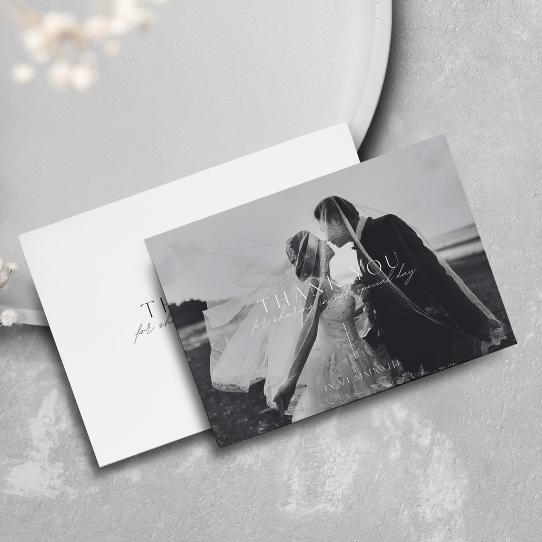 Minimalist Wedding Thank You Photo Card Template (digital Download) - Etsy