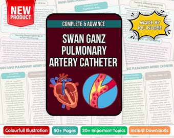 Swan-Ganz Pulmonary Artery Catheter Guide, ICU Nurse Reference (Digital Download)