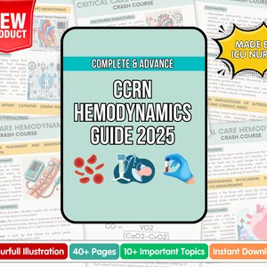 CCRN Hämodynamischer Crashkurs, ICU Intensivpflege, Hinweise für die Pflege, Studienführer, digitaler Download