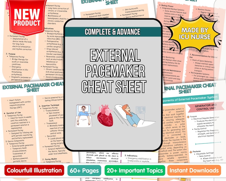 External Pacemaker Cheat Sheet: Cardiac Nurse Study Guide (digital ...