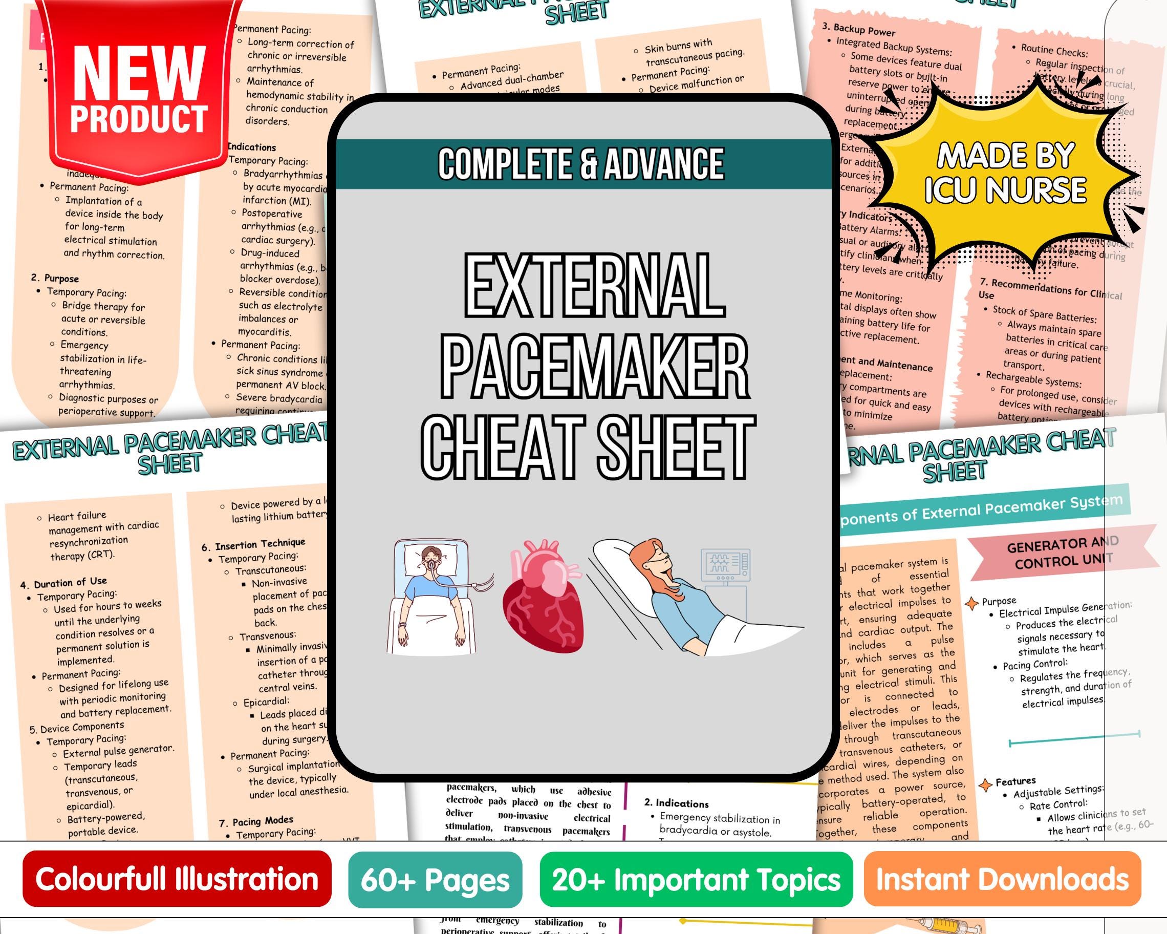 External Pacemaker Cheat Sheet: Cardiac Nurse Study Guide (digital ...