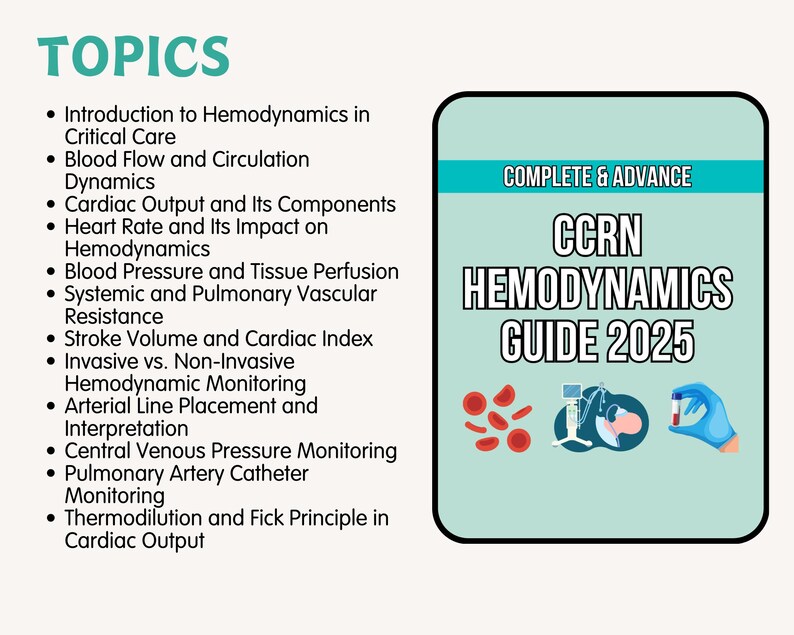 Ccrn Guide CCRN Hemodynamics Crash Course, ICU Critical Care Nursing Notes ...