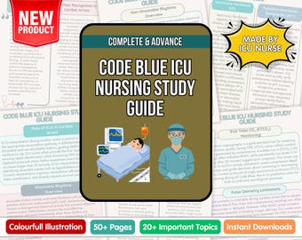 ICU Nursing Study Guide, Code Blue, Critical Care Notes (Digital Download)