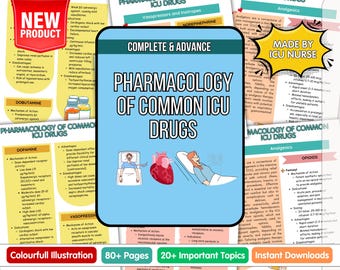 ICU Pharmacology Guide 2025, Nursing Study Notes (Digital Download)