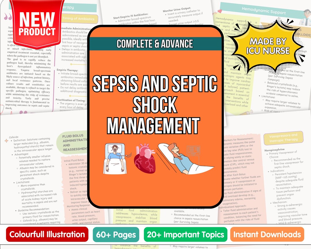 Sepsis Notes.pdf Sepsis and Septic Shock Cheat Sheet: ICU Nursing Notes (digital ...