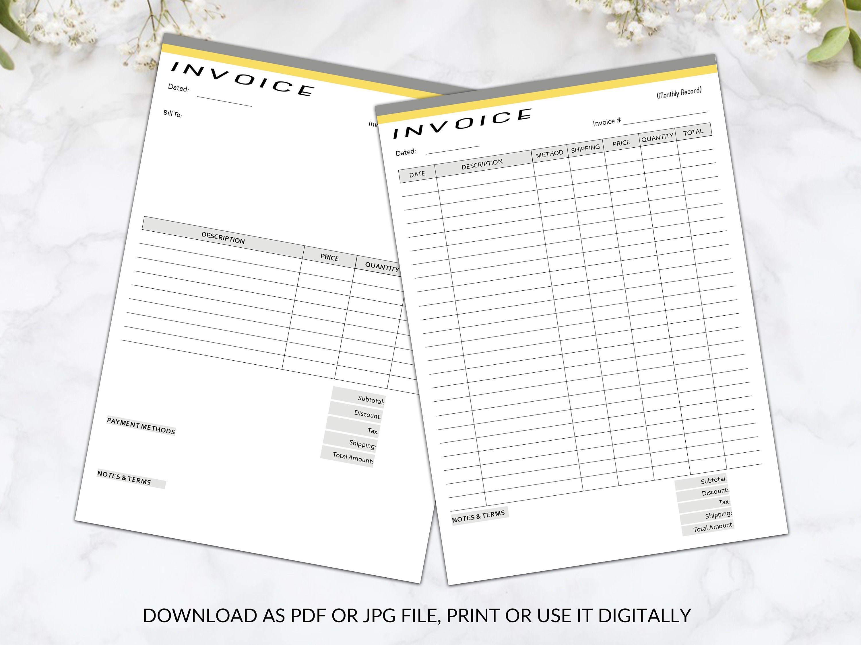 invoice-template-receipt-template-editable-invoice-invoice-etsy