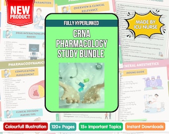 CRNA Pharmacology Study Bundle | 12-Subject Notes, Rationales (Digital Download)
