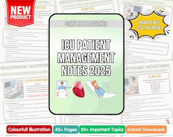 ICU Patient Management Notes 2025: Nursing Study Guide (Digital Download)
