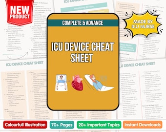 ICU Device Cheat Sheet Bundle | CVICU Nurse Notes | CCRN Study Guide | Nurse Gift