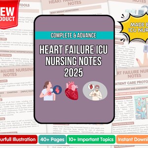 Herzinsuffiziens ICU Pflegenotizen, ICU Nursing Note Bundle, ICU Starter Bundle, Anleitung für Nursing Studenten, digitaler Download