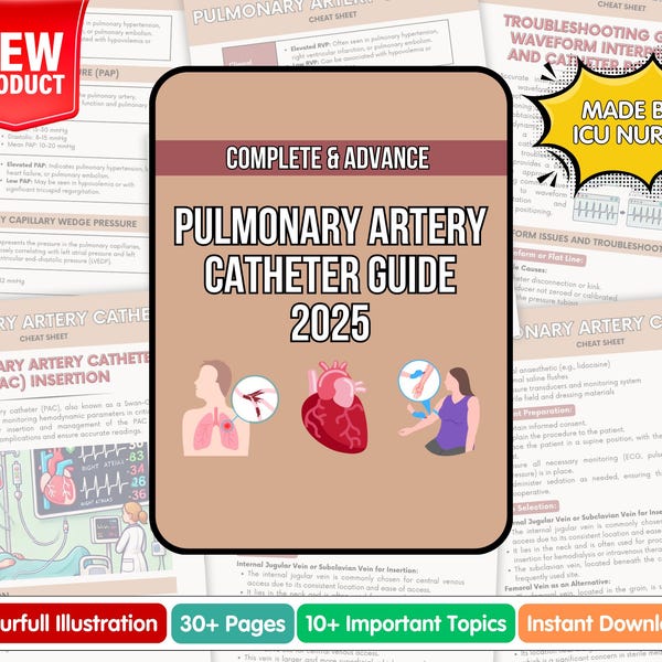 Guía de catéter de arteria pulmonar, notas de enfermería de la UCIC (descarga digital)