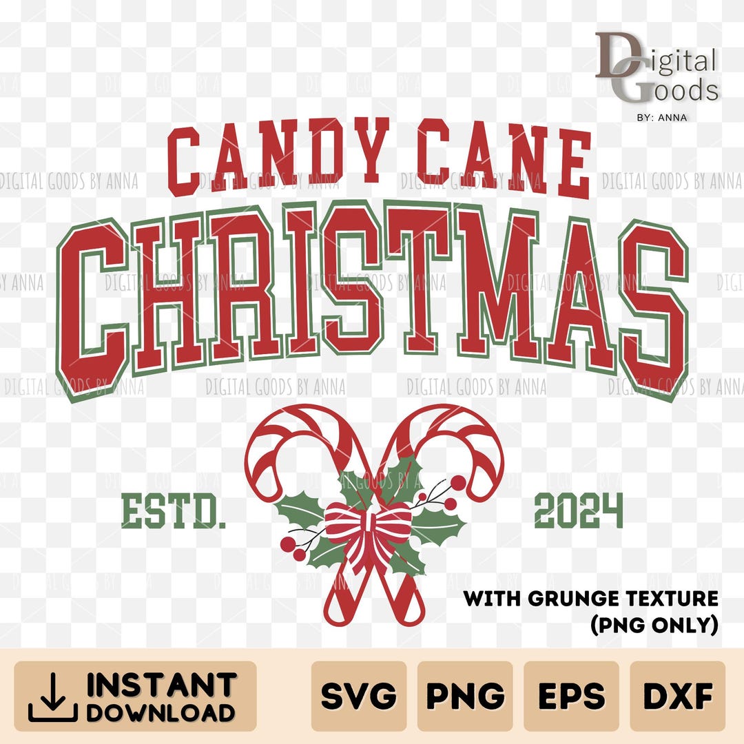 Candy Cane Christmas SVG, Png, Eps and Dxf, Christmas Season Png ...