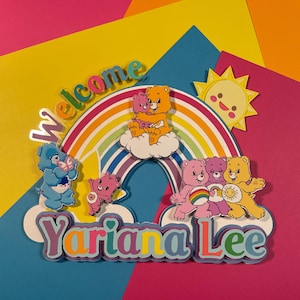 Welcome Care Bear Cake Topper, Baby shower Care Bear Cake Topper