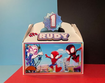 Spidey and Friends Gable Favor Box, Birthday Theme Goodie Box