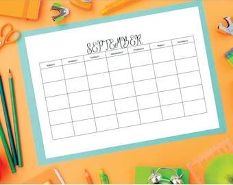 Minimalist Blank Calendar Printable | Undated 12-Month Canva Template (Digital Download)